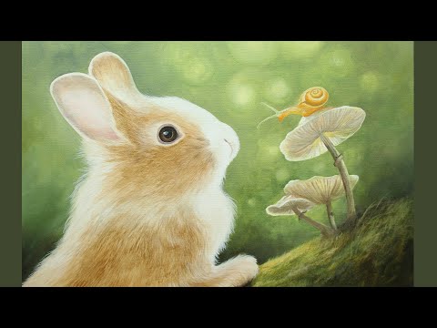 How to Paint A Cute Bunny With Acrylic:  Realistic Rabbit Painting Tutorial