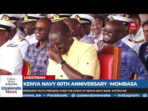 Wacha niseme initoke! Prof. Hamo cracks up Pres. Ruto & officers during Kenya Navy @60 Celebrations
