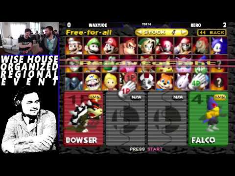 Wise House Top 16 - Darkhorse (Bowser) Vs. Wiseacre (Falco, Yoshi) SSB64 Smash Remix Tournament