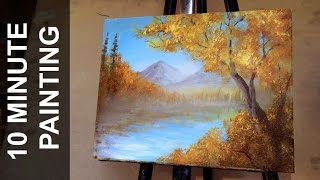Painting a Autumn Forest Landscape with Acrylics in 10 Minutes