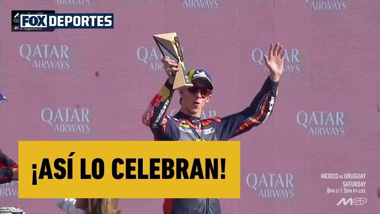 🥳🏍️ ¡ASÍ LO CELEBRAN! Marco Bezzecchi, Álex Márquez y Pedro Acosta | Moto GP Portugal 2025