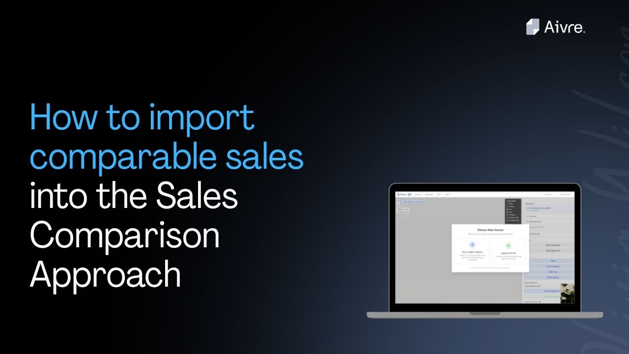 How to import comparable sales into the Sales Comparison Approach