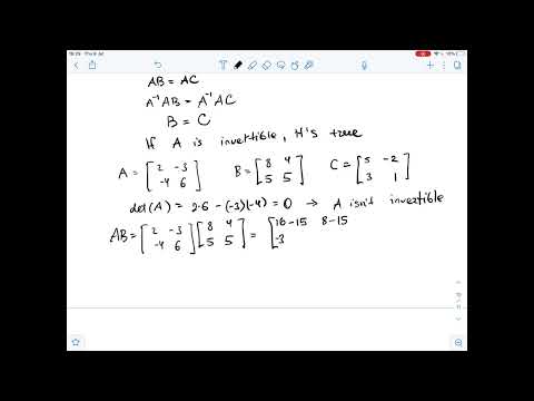 Let A,B and C be square matrices such that AB=AC , If A \neq 0 , then B=C ... | Plainmath