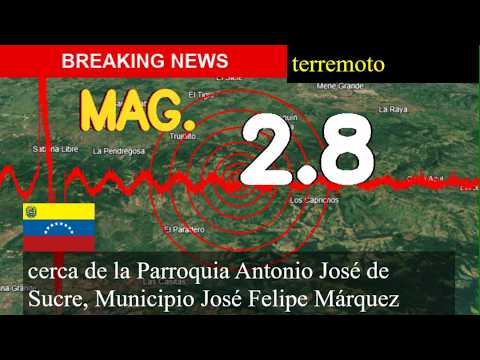 😱🚨 Terremoto Hoy: ¡Justo Ahora! Magnitud 2.8 Cerca Cerca De La Parroquia Antonio José De Sucre, Muni