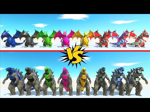 TEAM GODZILLA VS TEAM DRAGONITE - Animal Revolt Battle Simulator