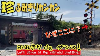 踏切動画 【珍踏切】補助警報機がある踏切でダンス【踏切ダンス】「Let's dance with the rhythm of the railroad crossing.」