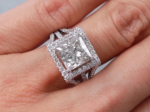 3.29 ctw Princess Cut Diamond Engagement Ring I-J SI3 - BigDiamondsUSA