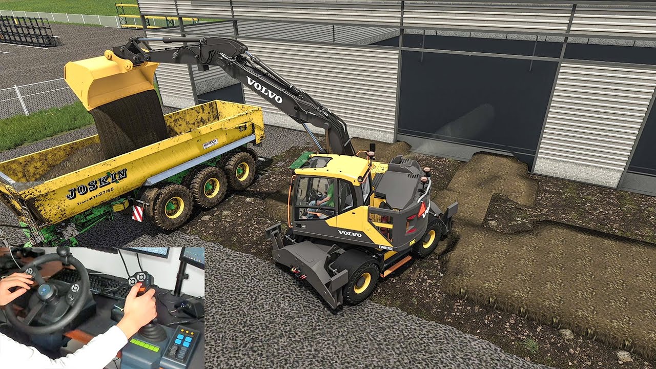 Loading Dirt with Volvo EWR170E in Joskin trailer | FS25 Hori Farming control gameplay