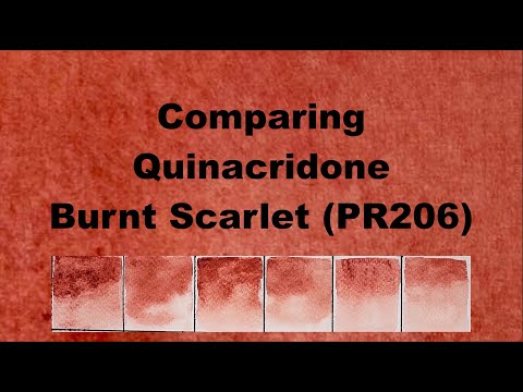 Comparing 6 Quinacridone burnt scarlet / PR206 watercolors | Miki M