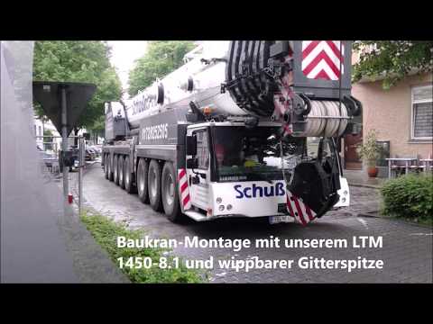 Baukran- Montage mit Liebherr LTM 1450-8.1 und wippbarer Gitterspitze