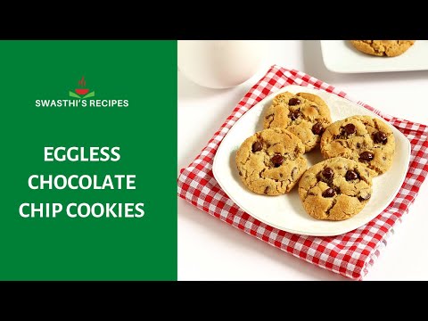 Eggless chocolate chip cookies with wheat flour