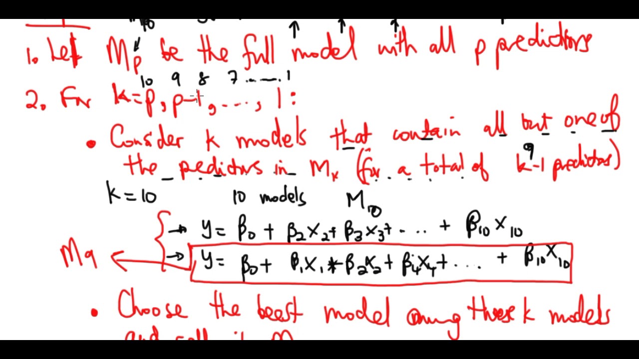 Backward Stepwise Selection Method