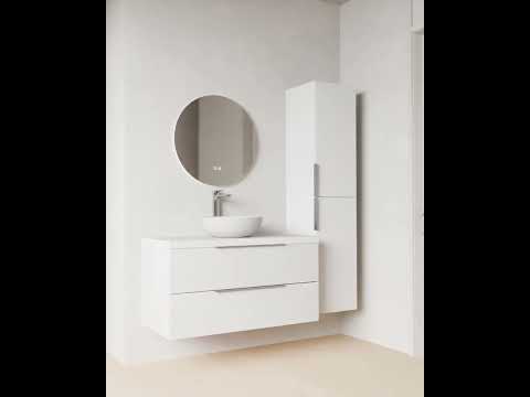 kielle Idolio - Dulap suspendat înalt 155x35x35 cm, alb lucios 50224010