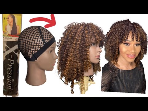 CURLY CROCHET WIG USING X-PRESSION BRAID EXTENSION | How to curl Braid Extension