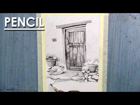 Mountains and Pine Tress Watercolor Pencil Landscape Drawing | steps to follow