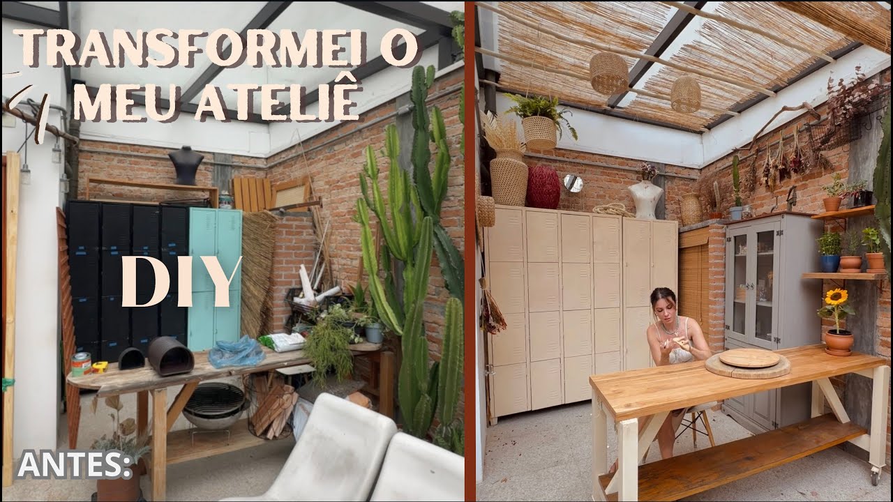 DIY Transformei meu Atelier no pátio! Decoração Afetiva, orgânica e gastando pouco! #areaexterna