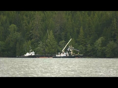 Responders in Ketchikan, Alaska recovered the wreckage of the larger of the two planes that collided this week, according to federal accident investigators. It was lifted onto a barge. Officials say recovering the smaller plane will take longer. (May 16)