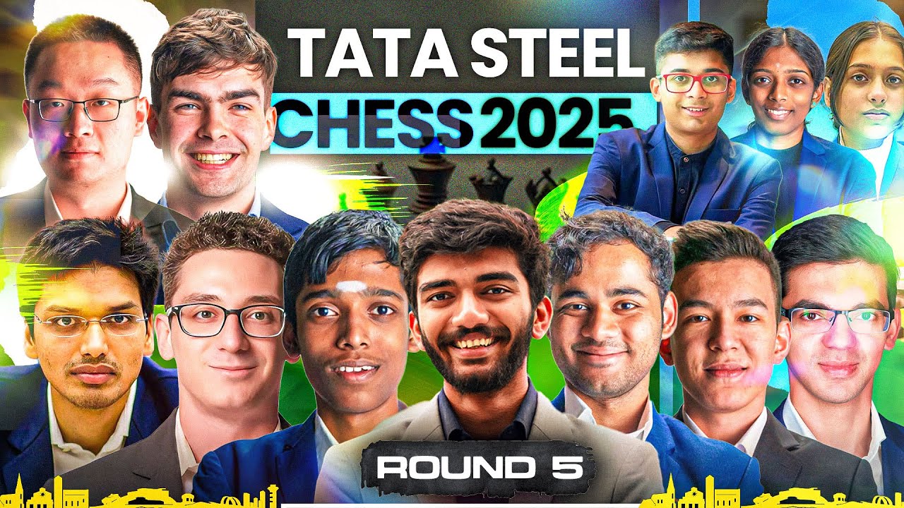 Gukesh vs Keymer, Pragg vs Max,  Leon vs Arjun, Wei Yi vs Hari | Tata Steel Chess 2025 Round 5