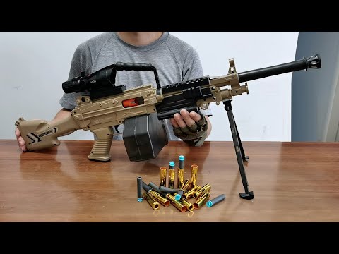 M249 Auto Shell Ejection Soft Bullet Toy Gun Unboxing 2023