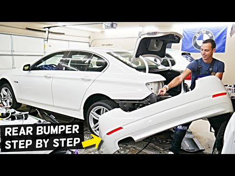 BMW F10 F11 REAR BUMPER COVER REPLACEMENT REMOVAL BMW F10 F11 528i 535i 520i 530i 550i 518d 520d 525