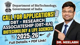 DBT Research Associateship 2026 🔥 RA Fellowship | High Stipend | Eligibility| Last Date| Apply Now!
