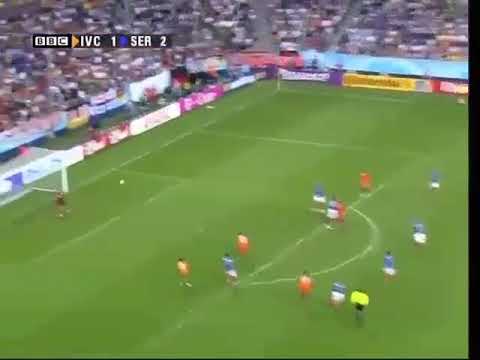 Eboue Kouassi hits the post vs Serbia & Montenegro