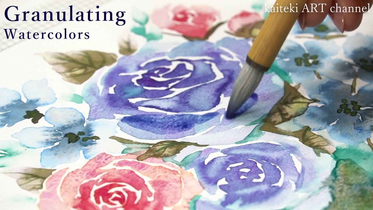 呉竹の新作分離色水彩絵具レビュー🎨線画なしで簡単！バラやお花の描き方解説！ How to Draw Roses and Flowers with Granulating Watercolors