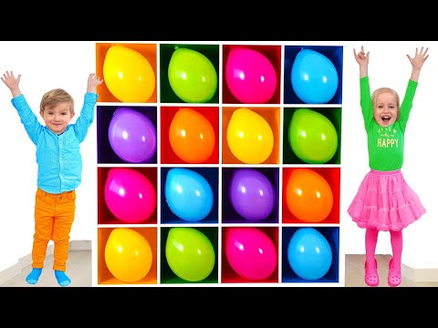 Kids Challenge with Balloons + More Nursery Rhymes & Kids Songs by Katya and Dima
