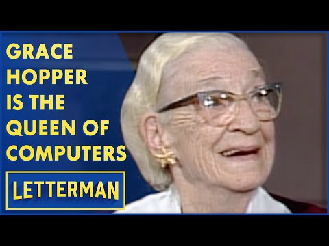 Grace hopper on chat show Letterman (late night TV old footage) holds a piece of wire that demonstrates the maximum distance an electron can travel in a nanosecond.