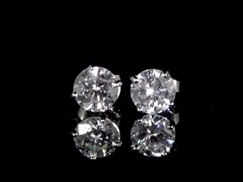 14K WHITE GOLD 1.74CT TDW DIAMOND STUD EARRINGS, CGL CERTIFIED. Ref. 330 1258