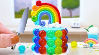 Cute Cake | How To Make Miniature Rainbow Balloon Fruit Jelly Cake Tutorials | Rainbow Jelly Cake