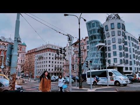 PRAGUE STREETS WALK 4K - Embankment & Historic Center - Relaxing Winter Ambience - Walking Tour ASMR