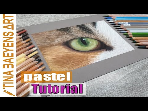 PASTEL TUTORIAL : how to draw CAT EYE | Step-by-step | TinaBaeyensArt