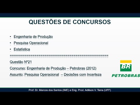 Questão 21: PETROBRAS (2012) - Eng. de Produção - Pesquisa Operacional - Decisões com Incerteza