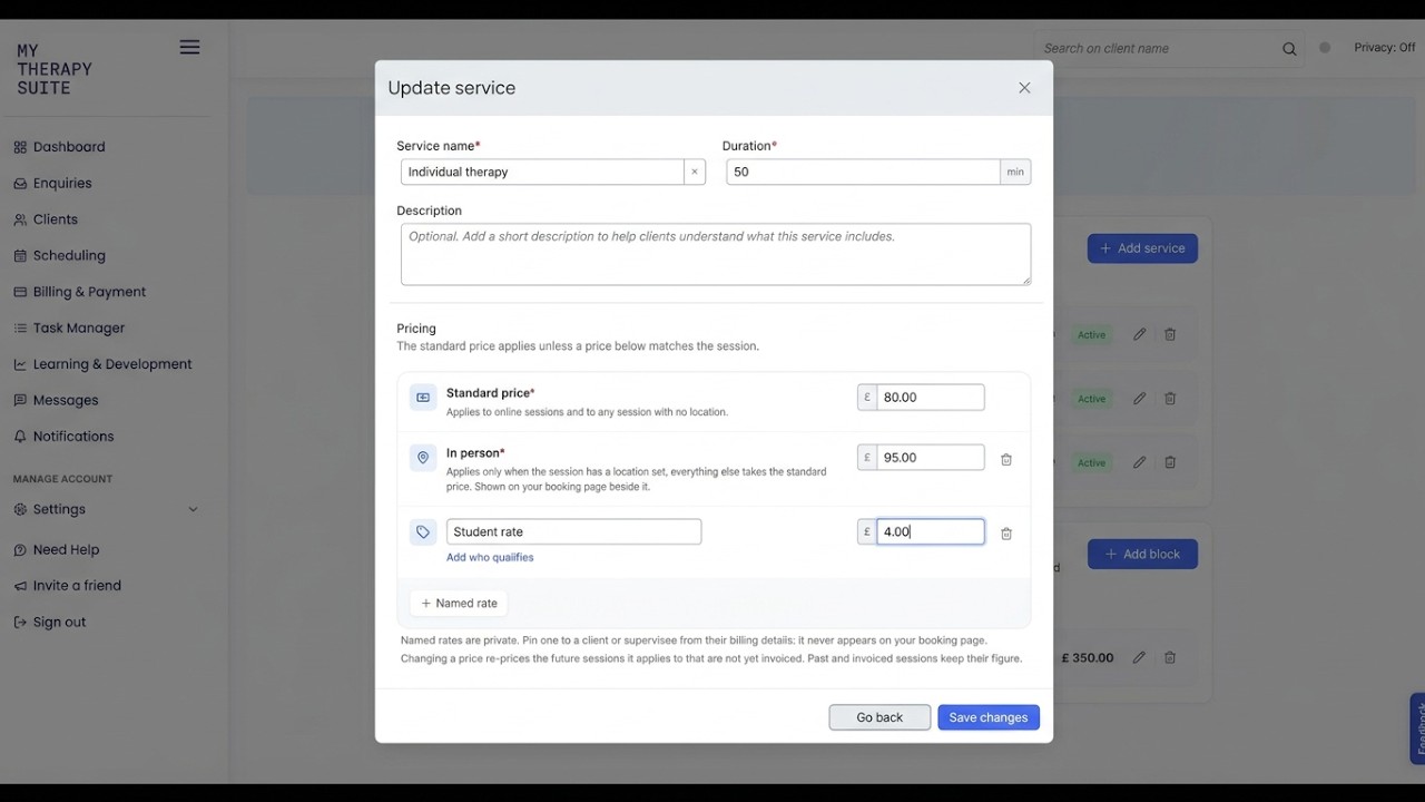 Set more than one price on a single service demo