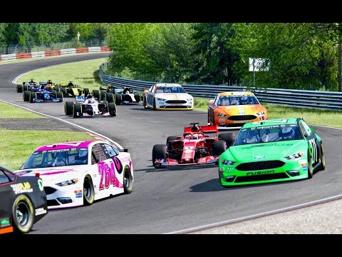 All F1 2018 Cars vs All Nascar Cars - Nordschleife