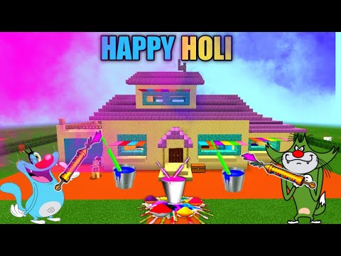 Minecraft | Celebrate Holi In Minecraft With Oggy And Jack | In Hindi | Rock Indian Gamer |