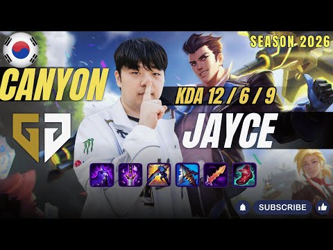 GEN Canyon JAYCE vs XIN ZHAO Jungle - Patch 26.3 KR Ranked | lolrec