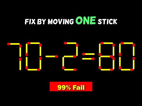 Matchstick puzzle with answer | Math puzzle game | Fix The Equation by moving 1 stick | Improve IQ