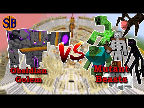 Obsidian Golem (Golemania) VS Mutant Beasts | Minecraft Mob Battle