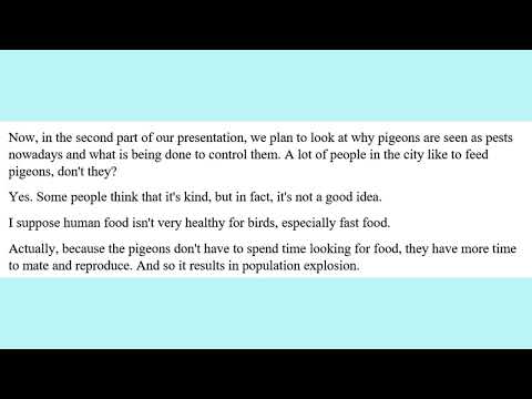 IELTS LISTENING PART 3 PIGEONS