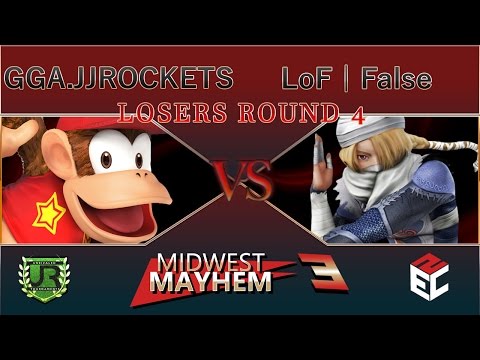 Midwest Mayhem 3  LOSERS ROUND 4 - GGA.JJROCKETS (Diddy Kong) vs LoF | False (Sheik, Luigi)