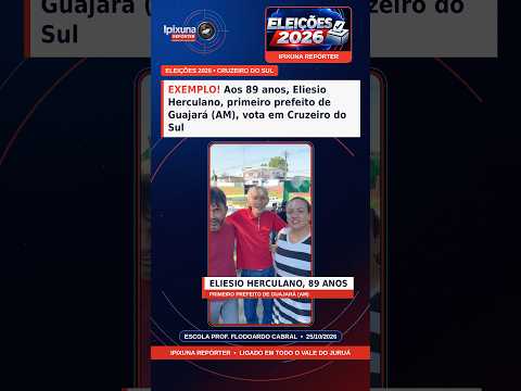Aos 89 anos, Eliesio Herculano, primeiro prefeito de Guajará (AM), vota em Cruzeiro do Sul.