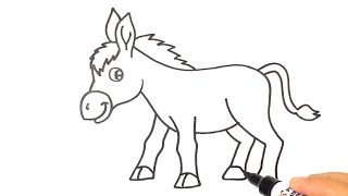 How to DRAW A DONKEY EASY Step by Step