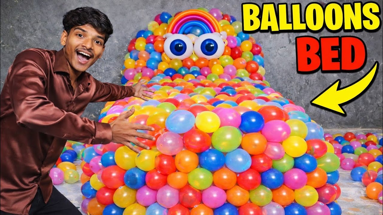 Balloons Bed To At Home !! गुब्बारों का बेड बना दिया !! 🤯