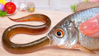 Catch and Cook Fish 🐟 Miniature Spicy Fish and Baked Chili Salt Crusted Eel |  Tina Mini Cooking