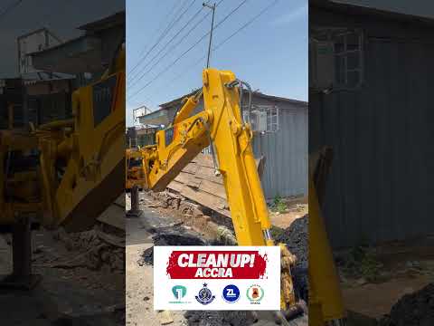 Clean Up Accra Campaign : Excavators Move In to Clear Blocked Shiabu Night Market Drains