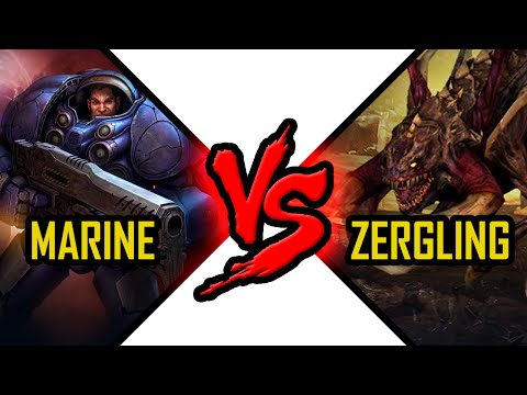 Starcraft 2 Marine vs Zergling SC unit Battle Terran vs Zerg fight