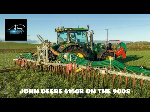 John Deere 6150R on the 900s at Slurry Spreading
