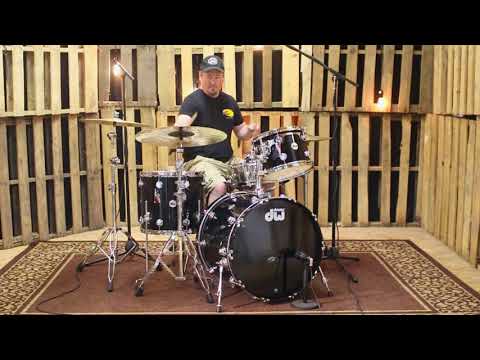 DW Collector's Maple Solid Black Lacquer Drum Set - 22, 13, 16